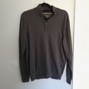Eddie‎ Bauer 1/4 Zip Henley Merino Wool Blend Sweater Size Large Gray